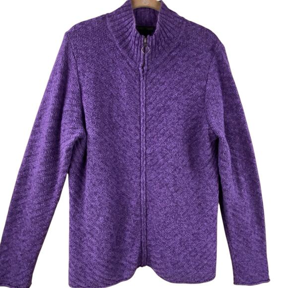 Nomadic Traders Zip Front Cardigan Sweater Size L Purple - Picture 1 of 7
